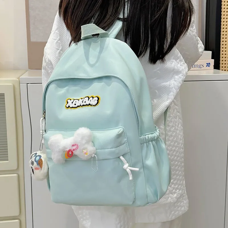 LUVISTRUE Nylon Backpack Large Size Unisex Ecru Black/Yellow/Light Green/Light Blue-21