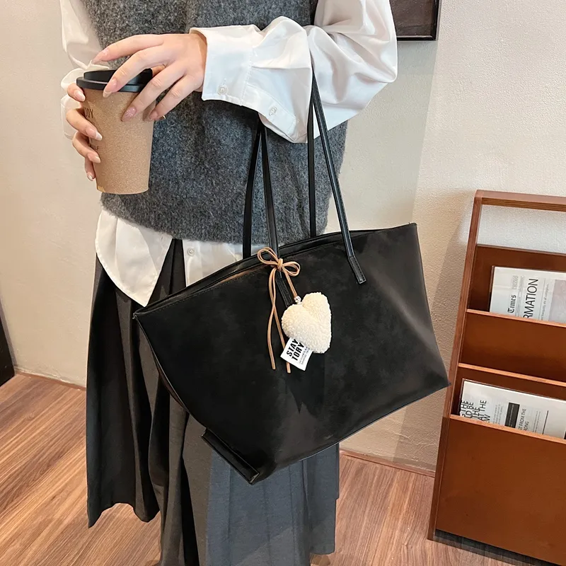 LUVISTRUE Faux Suede Shoulder Bag Tote Regular Women's Black/Coffee/Green/Yellow Brown-7