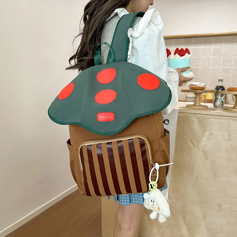 LUVISTRUE Nylon Backpack Regular Women's Pink/Khaki/Dark Brown-14