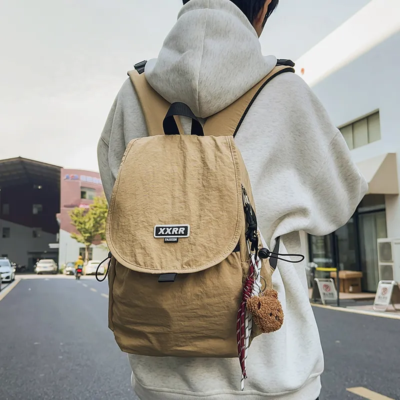 LUVISTRUE Nylon Backpack Regular Unisex Black/White/Gray/Khaki/Blue-10