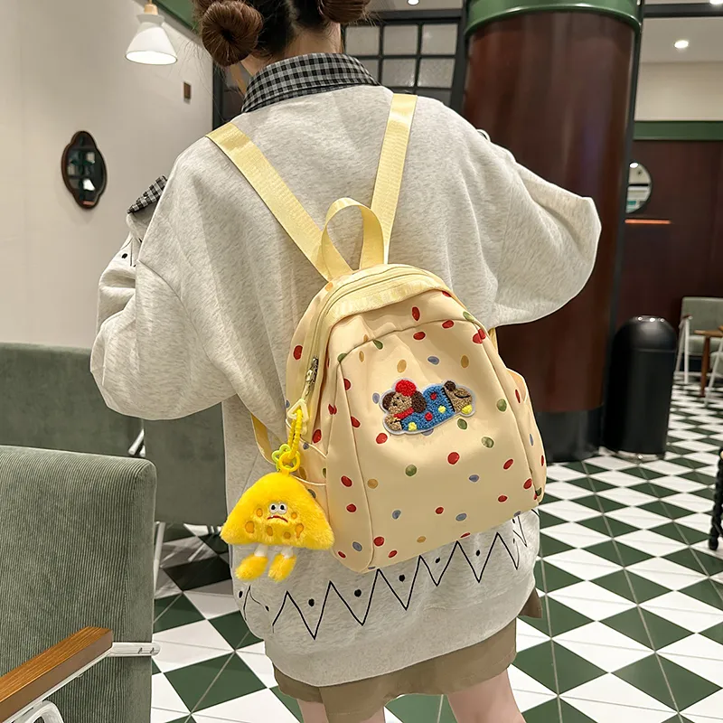 LUVISTRUE Nylon Backpack Regular Women's White/Yellow/Blue-9
