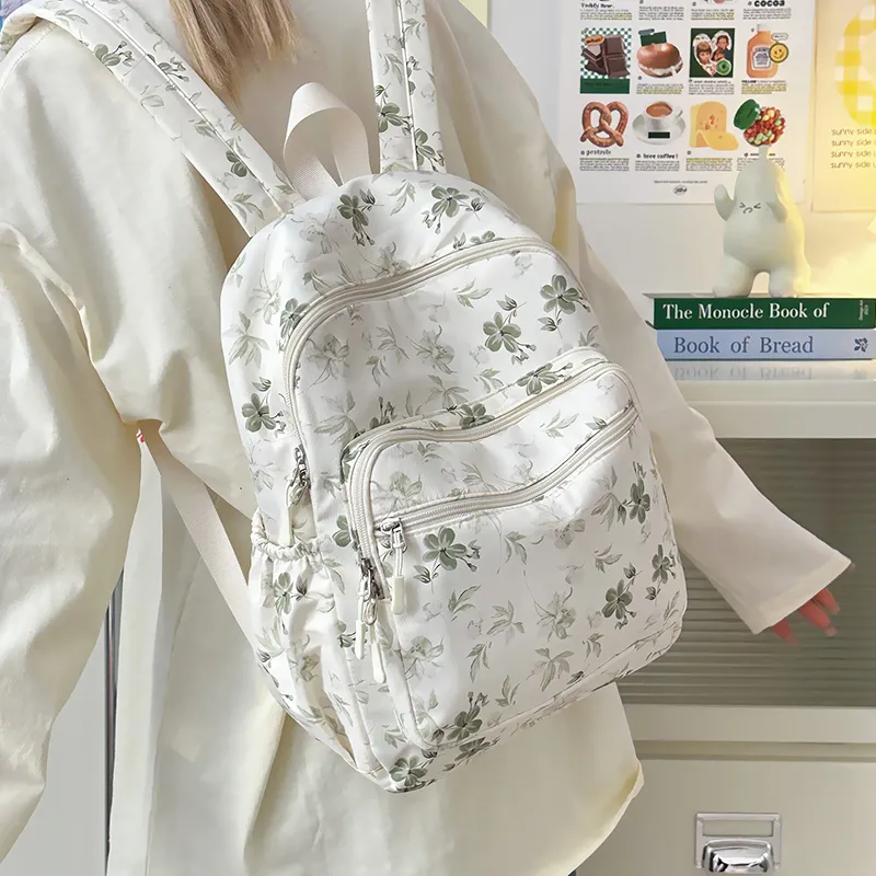 LUVISTRUE Nylon Backpack Regular Women's Green/Blue/Pink-1