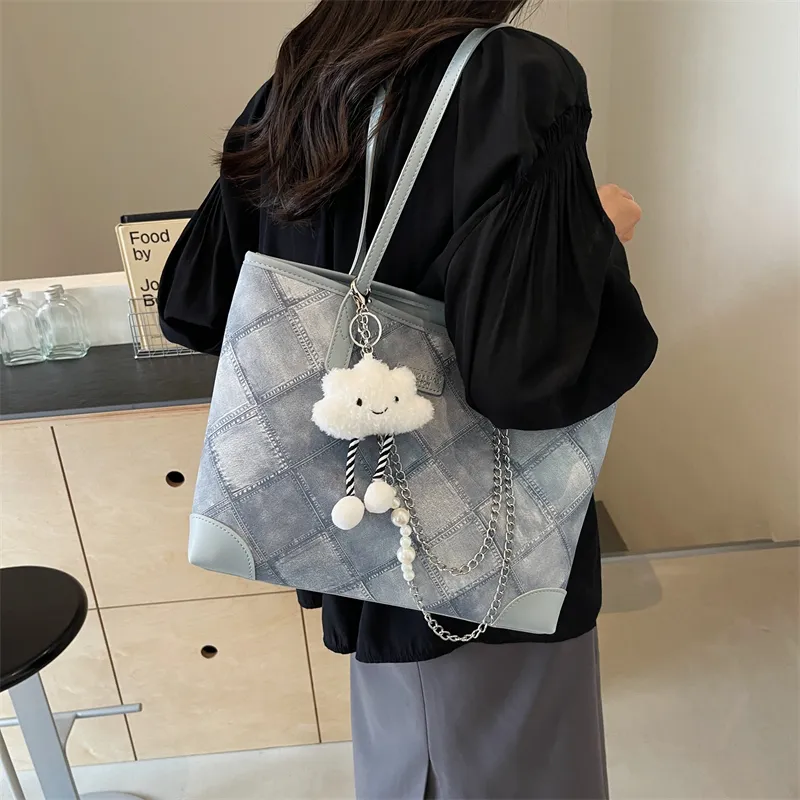 LUVISTRUE PU Handbag Shoulder Bag Tote Regular Women's Ecru Black/Blue/Pink-43