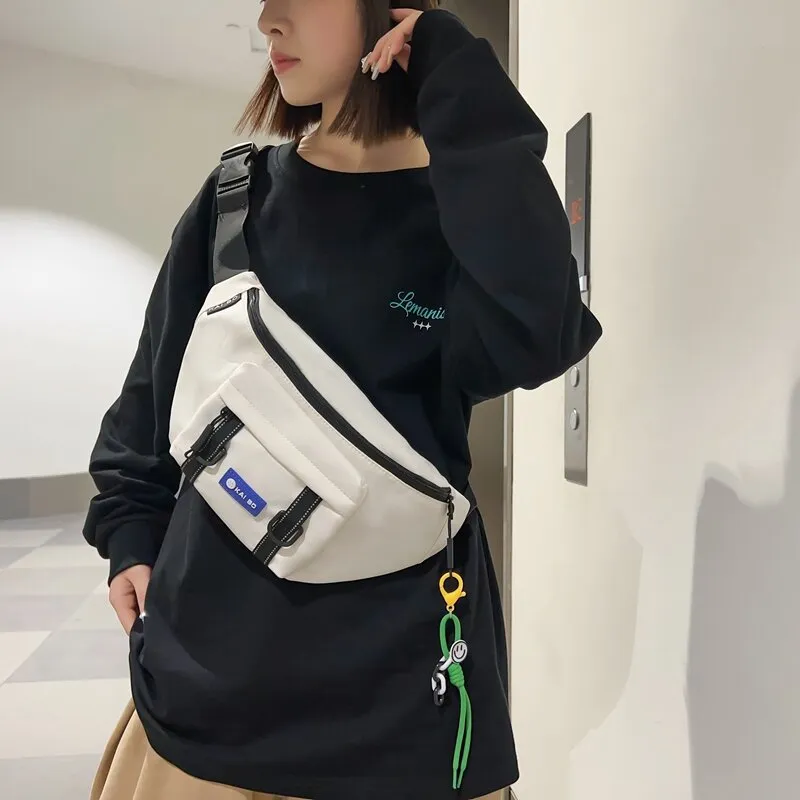 LUVISTRUE Nylon Crossbody Fanny Pack Unisex Ecru/Black/Blue-3