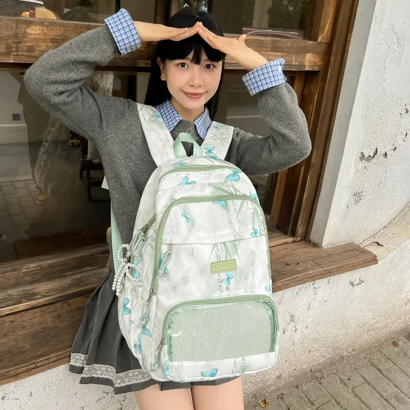 LUVISTRUE Corduroy PVC Blend Backpacks Regular Women's Gray/Green/Khaki/Pink/Yellow/Blue-36
