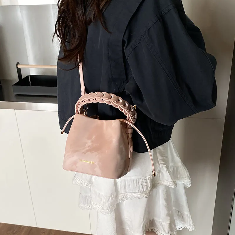 LUVISTRUE PU Bucket Bags Shoulder Bag Crossbody Bag Handbag Medium Size Women's White/Pink/Black/Coffee-11