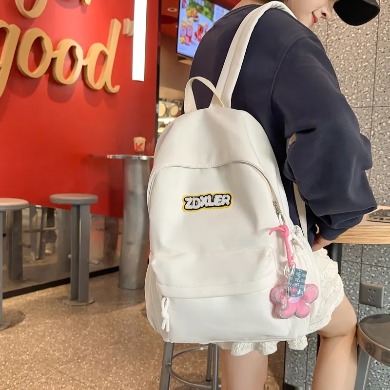 LUVISTRUE Nylon Backpack Regular Unisex Ecru/Black/Red/Light Yellow/Light Green/Sky Blue-8