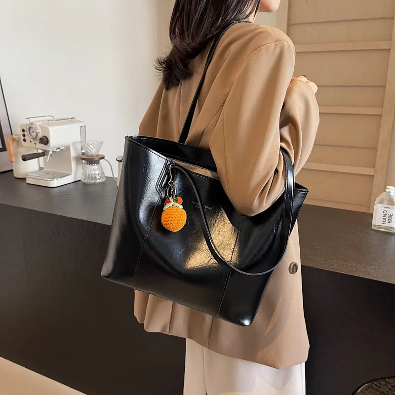 LUVISTRUE PU Tote Bag, Shopping Bag, Shoulder Bag Regular Women's Black/Coffee-11