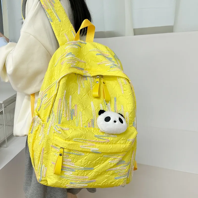LUVISTRUE Composite Cloth Backpack Women's White/Black/Pink/Yellow-22