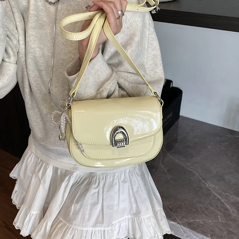 LUVISTRUE PU Saddle Bag Shoulder Bag Crossbody Bag Regular Women's Blue/Ecru/Black/Pink/Yellow-26