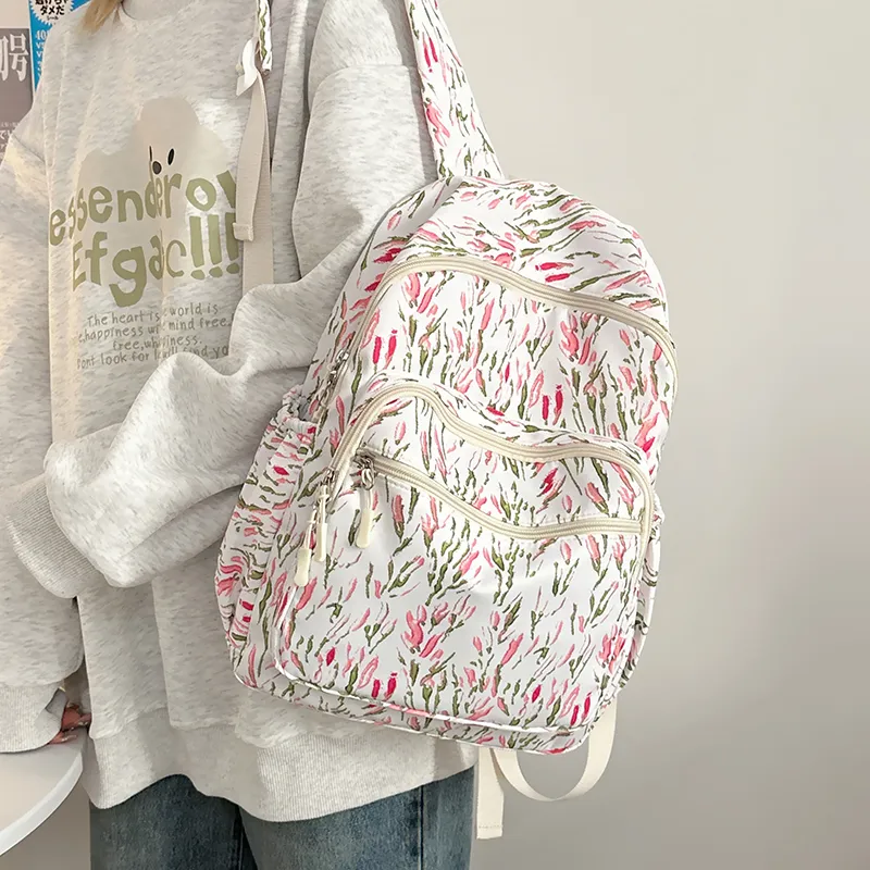 LUVISTRUE Nylon Backpack Regular Women's Green/Blue/Pink-12