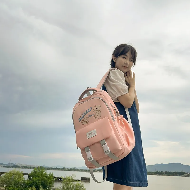 LUVISTRUE Nylon Backpack Regular Unisex Black Purple/Pink Blue/Gray-13