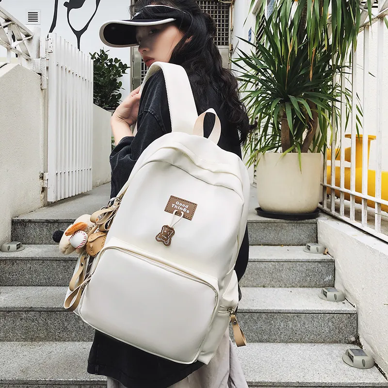 LUVISTRUE Nylon Backpack Unisex White/Black/Khaki/Peacock Blue-1