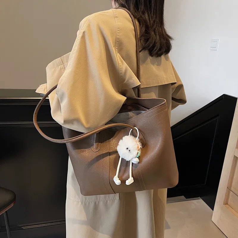 LUVISTRUE PU Tote Bag, Shopping Bag, Handbag, Shoulder Bag Regular Women's Khaki/Black/Coffee/Ecru-2