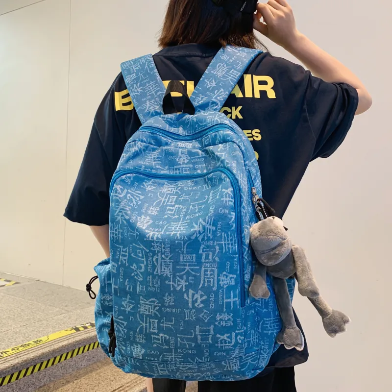 LUVISTRUE Nylon Backpack Laptop Backpack Regular Unisex Light Blue/Dark Blue/Black-5