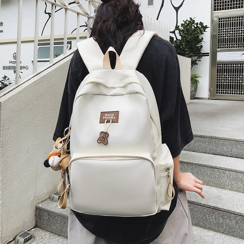 LUVISTRUE Nylon Backpack Unisex White/Black/Khaki/Peacock Blue-4
