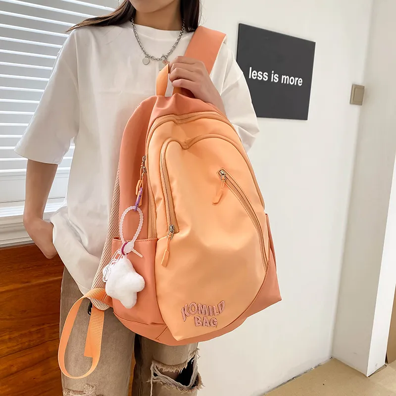 LUVISTRUE Nylon Backpack Travel Bag Unisex Light Gray/Black/Burgundy/Khaki/Dark Blue/Pink-26