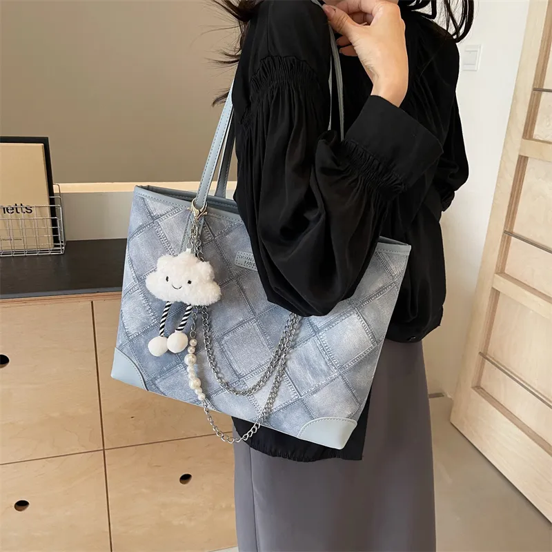 LUVISTRUE PU Handbag Shoulder Bag Tote Regular Women's Ecru Black/Blue/Pink-44