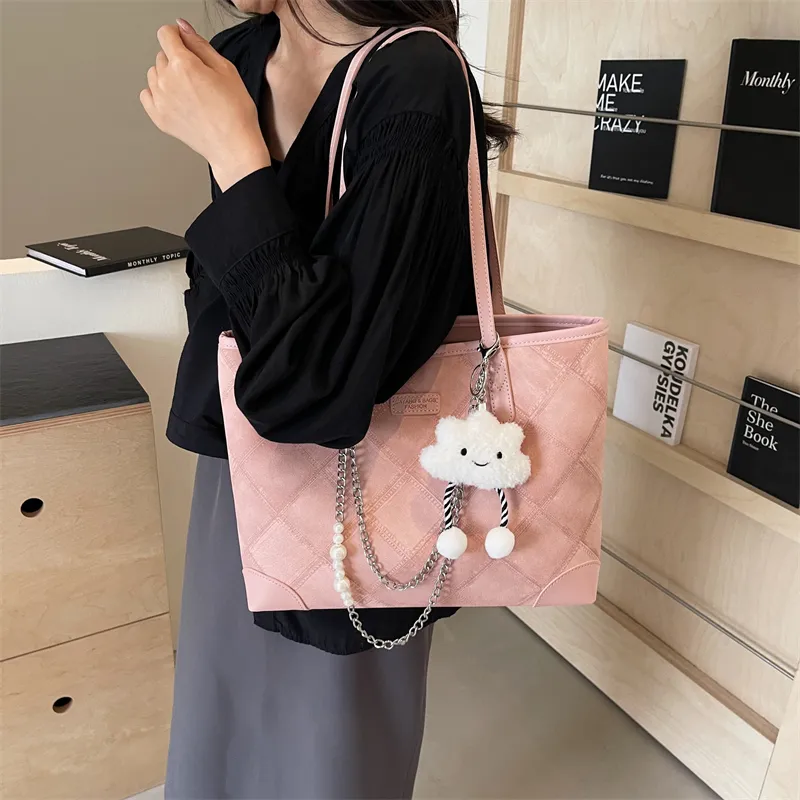 LUVISTRUE PU Handbag Shoulder Bag Tote Regular Women's Ecru Black/Blue/Pink-22