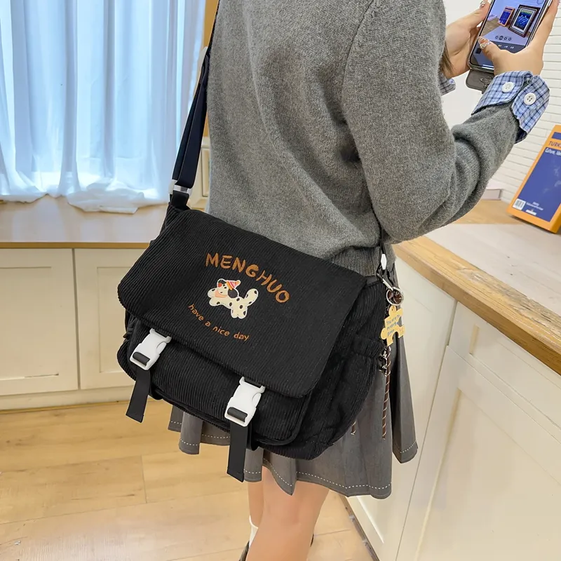 LUVISTRUE Corduroy Shoulder Bag Crossbody Bag Regular Women's Ecru Black/Blue/Khaki-12