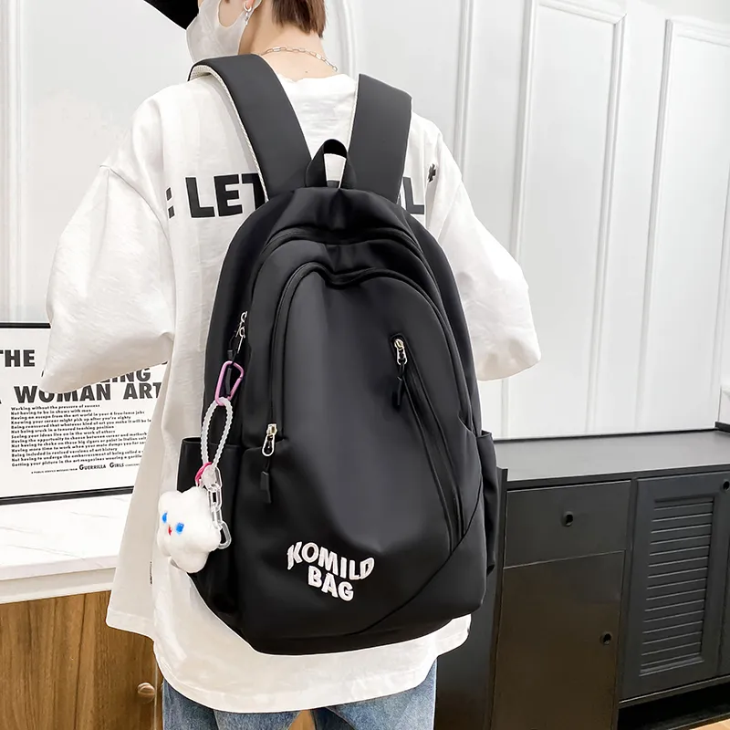 LUVISTRUE Nylon Backpack Travel Bag Unisex Light Gray/Black/Burgundy/Khaki/Dark Blue/Pink-4