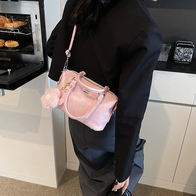 LUVISTRUE PU Boston Bag One Shoulder Handbag Crossbody Bag Women's White/Black/Pink/Coffee-16