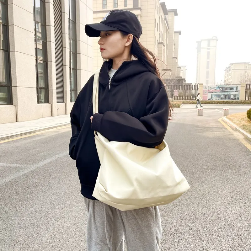 LUVISTRUE Nylon Shoulder Bag Small Size Unisex Black/White-3