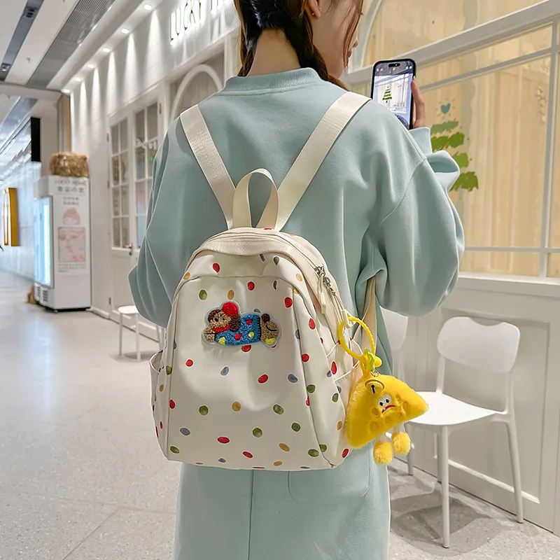 LUVISTRUE Nylon Backpack Regular Women's White/Yellow/Blue-5