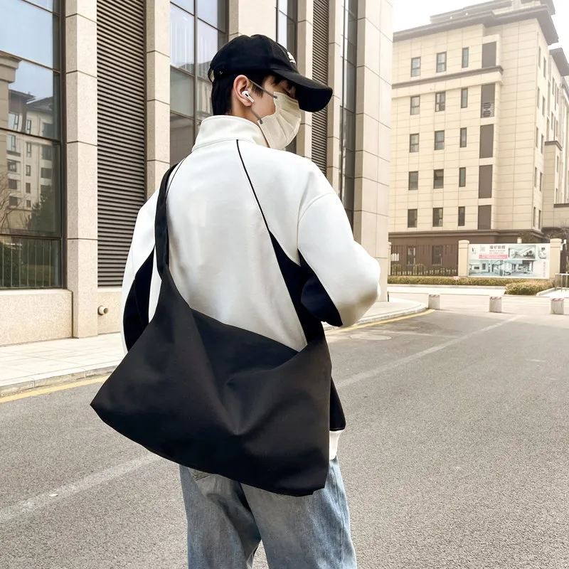 LUVISTRUE Nylon Shoulder Bag Small Size Unisex Black/White-13