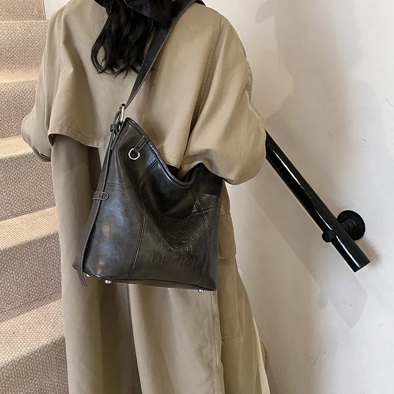 LUVISTRUE Pu Shoulder Bag Tote Crossbody Bag Medium Size Women's Coffee/White Red/Black-21