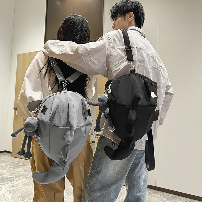 LUVISTRUE Nylon Backpack Unisex White/Gray/Black-5