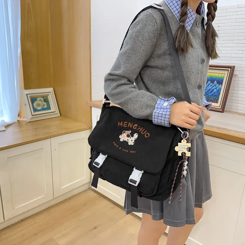 LUVISTRUE Corduroy Shoulder Bag Crossbody Bag Regular Women's Ecru Black/Blue/Khaki-9