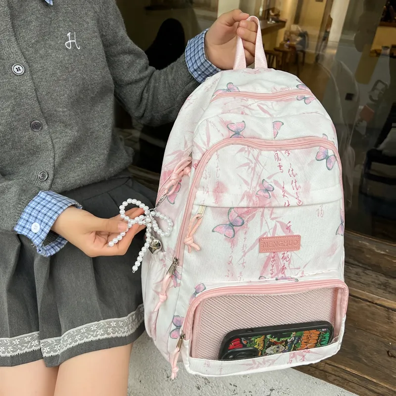 LUVISTRUE Corduroy PVC Blend Backpacks Regular Women's Gray/Green/Khaki/Pink/Yellow/Blue-24
