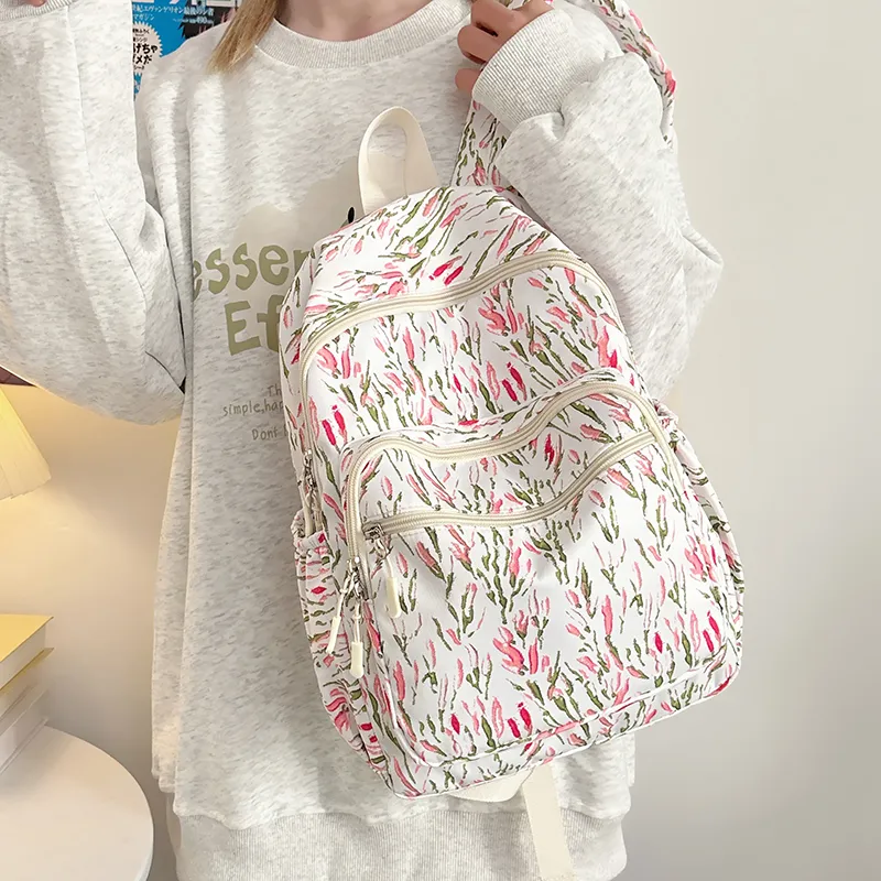 LUVISTRUE Nylon Backpack Regular Women's Green/Blue/Pink-13