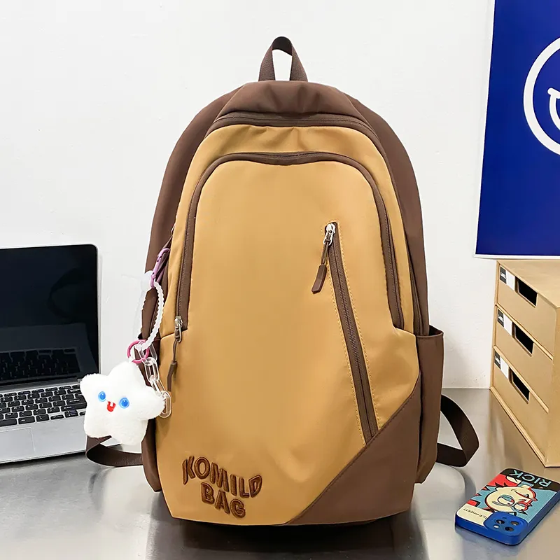 LUVISTRUE Nylon Backpack Travel Bag Unisex Light Gray/Black/Burgundy/Khaki/Dark Blue/Pink-15