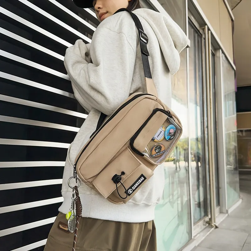 LUVISTRUE Nylon Small Backpack Shoulder Bag Medium Size Unisex Black/White/Gray/Khaki-16