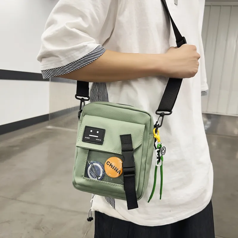 LUVISTRUE Nylon Crossbody Bag, Cell Phone Shoulder Bag Small Size Men's Ecru/Black/Green/Blue-13
