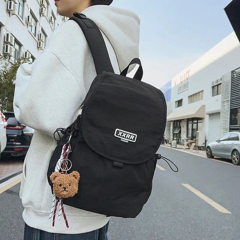LUVISTRUE Nylon Backpack Regular Unisex Black/White/Gray/Khaki/Blue-2
