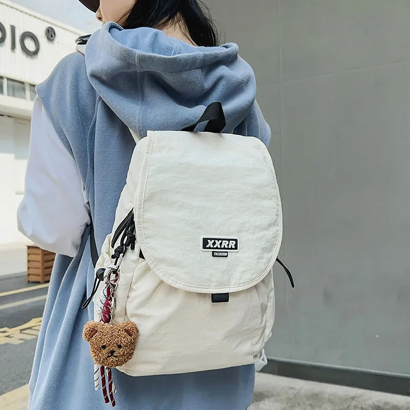 LUVISTRUE Nylon Backpack Regular Unisex Black/White/Gray/Khaki/Blue-4