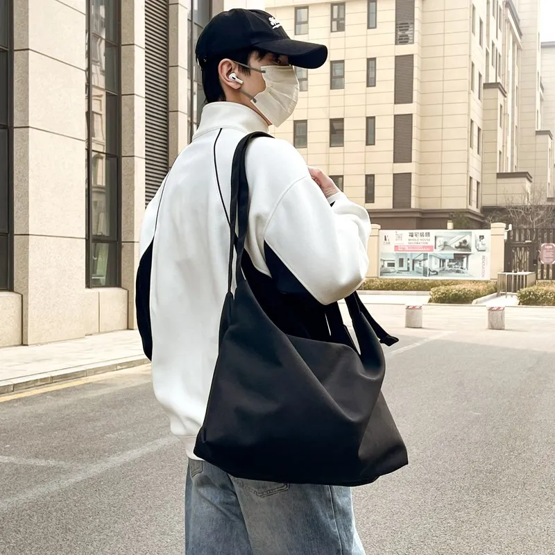 LUVISTRUE Nylon Shoulder Bag Small Size Unisex Black/White-10