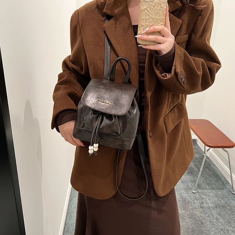 LUVISTRUE PU Small Backpack Small Size Women's Yellow Brown/Black Coffee Brown-10
