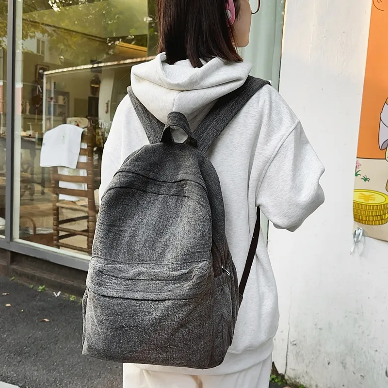 LUVISTRUE Denim Backpack Medium Size Unisex Black/Light Blue/Khaki/Dark Blue-1