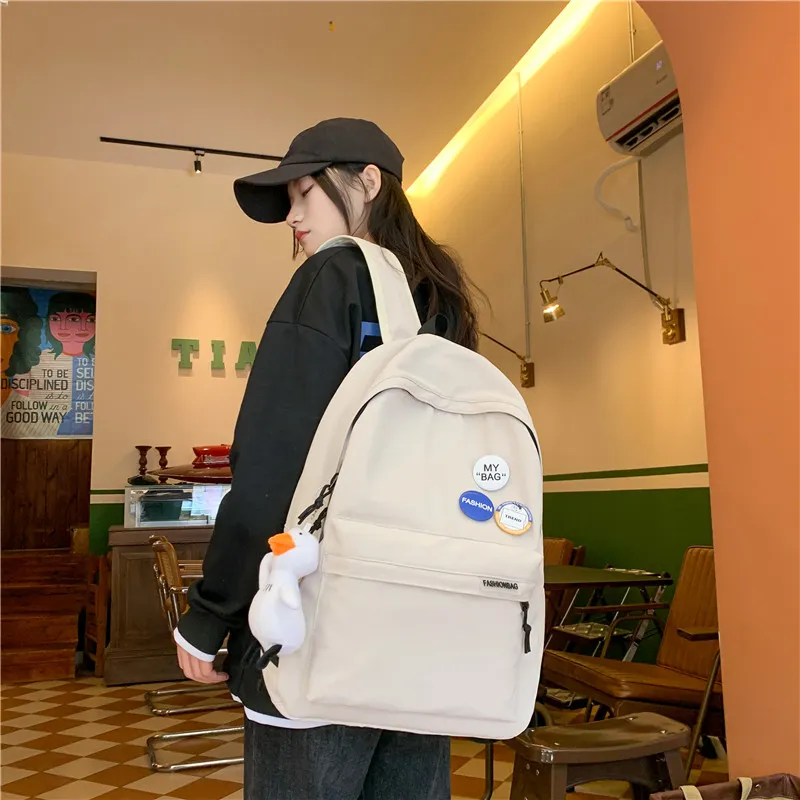 LUVISTRUE Nylon Backpack Unisex Ecru/Black-4