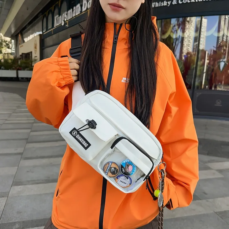 LUVISTRUE Nylon Small Backpack Shoulder Bag Medium Size Unisex Black/White/Gray/Khaki-6