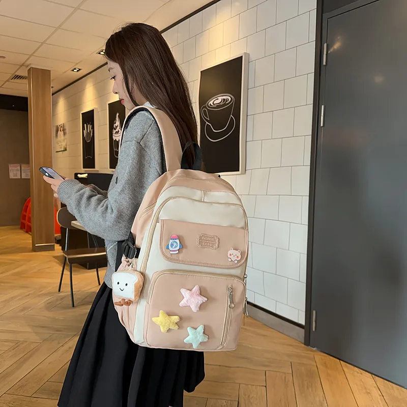 LUVISTRUE Nylon Backpack Regular Women's Khaki/Black/Pink/Purple-5