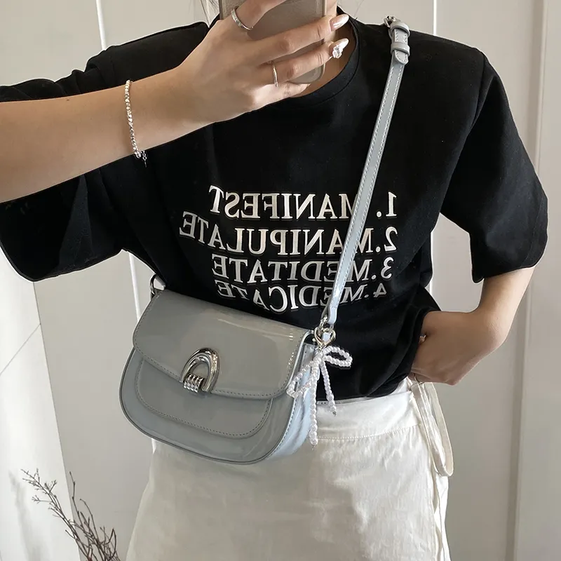 LUVISTRUE PU Saddle Bag Shoulder Bag Crossbody Bag Regular Women's Blue/Ecru/Black/Pink/Yellow-6