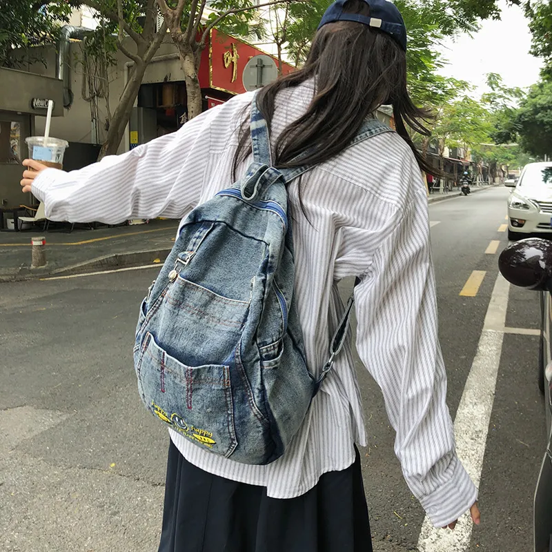 LUVISTRUE Denim Backpack Unisex Black/Blue-19