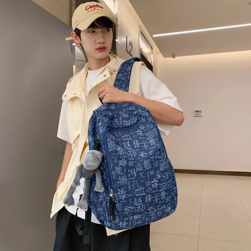 LUVISTRUE Nylon Backpack Laptop Backpack Regular Unisex Light Blue/Dark Blue/Black-2