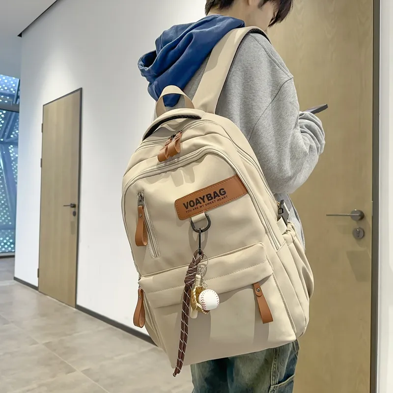 LUVISTRUE Nylon Backpack Regular Unisex White Khaki/Gray Black/Burgundy-10