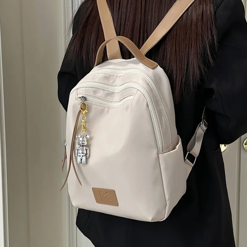 LUVISTRUE Nylon Backpacks Regular Unisex Ecru/Black Gray/Khaki-1
